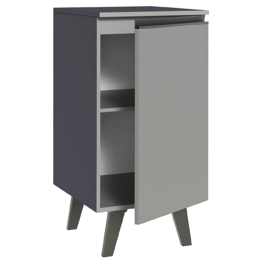 Balcão Armário de Cozinha 40 cm 1 Porta Com Pés Cinza Nice Madesa
