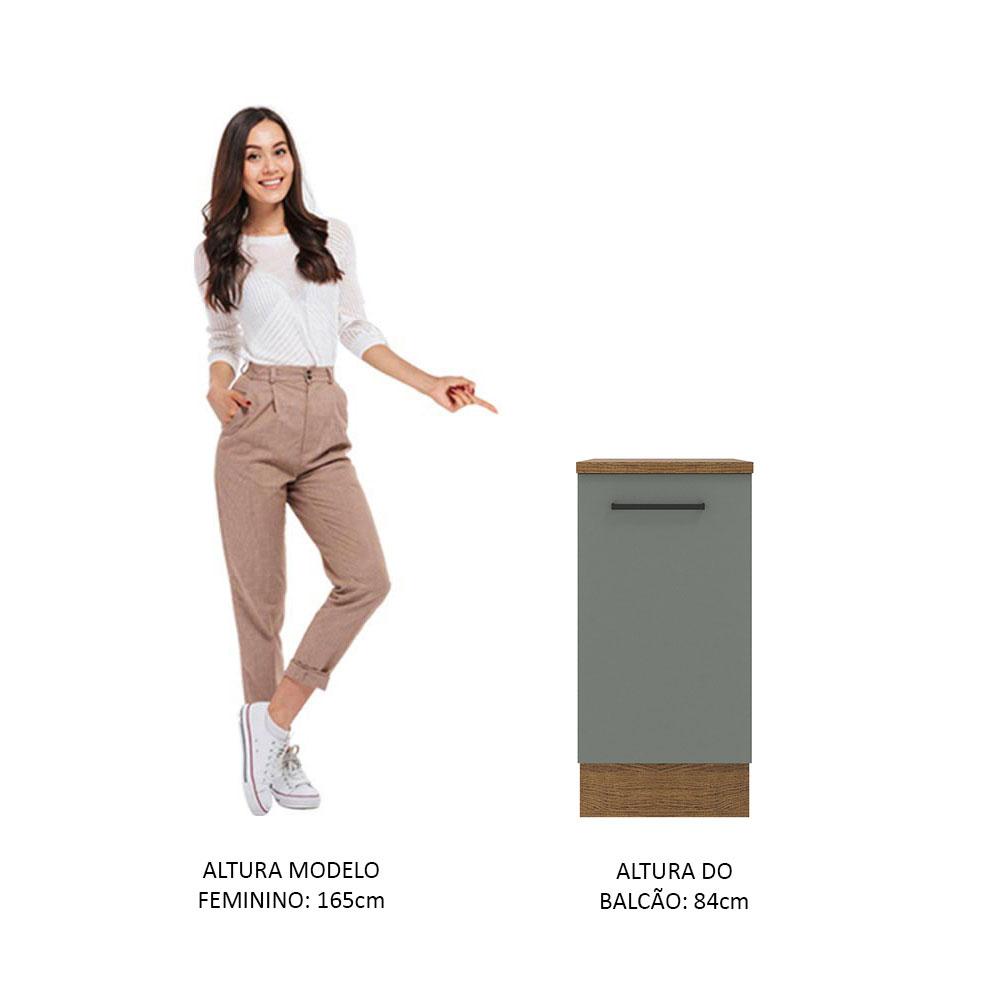 Balcão Armário de Cozinha 40 cm 1 Porta Rustic/Cinza Agata Madesa