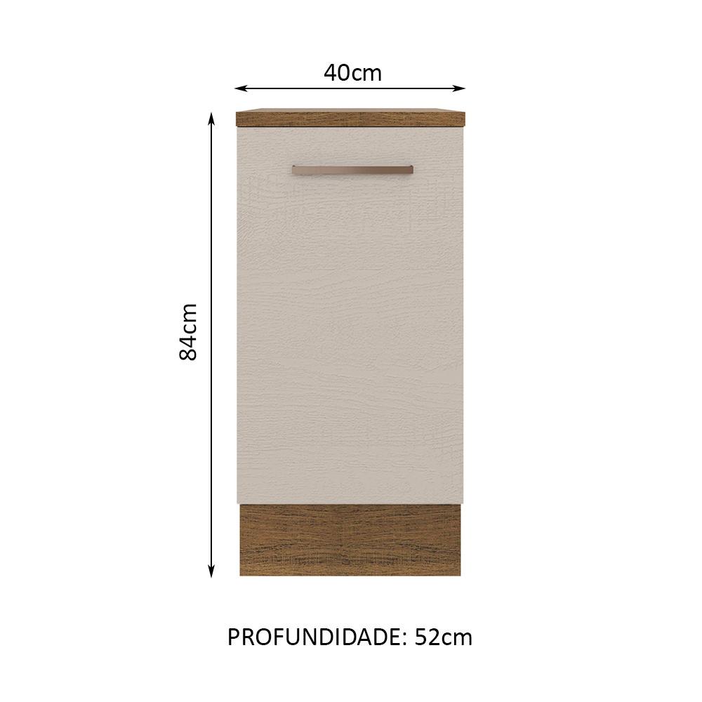Balcão Armário de Cozinha 40 cm 1 Porta Rustic/Crema Agata Madesa