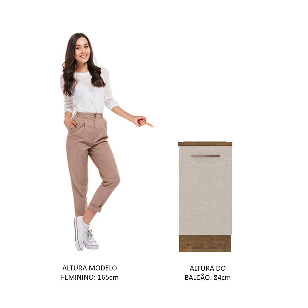 Balcão Armário de Cozinha 40 cm 1 Porta Rustic/Crema Agata Madesa