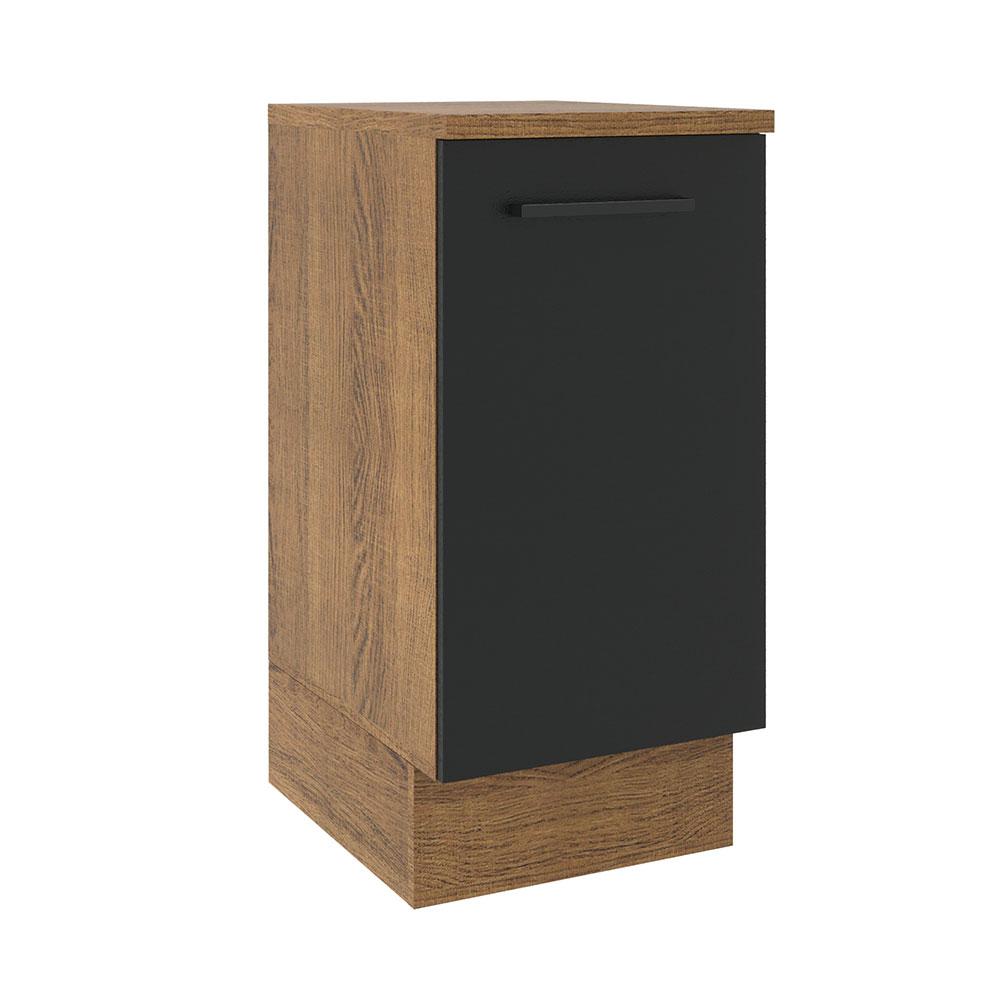 Balcão Armário de Cozinha 40 cm 1 Porta Rustic/Preto Agata Madesa