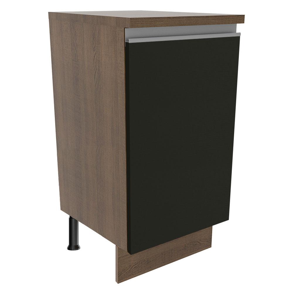 Balcão Armário de Cozinha 40 cm 1 Porta Rustic/Preto Glamy Madesa