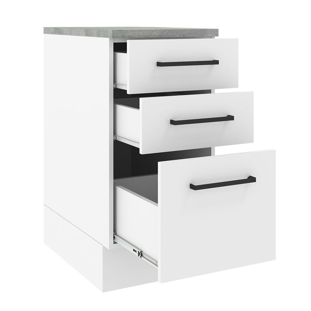 Balcão Armário de Cozinha 40 cm 3 Gavetas Branco Agata Madesa