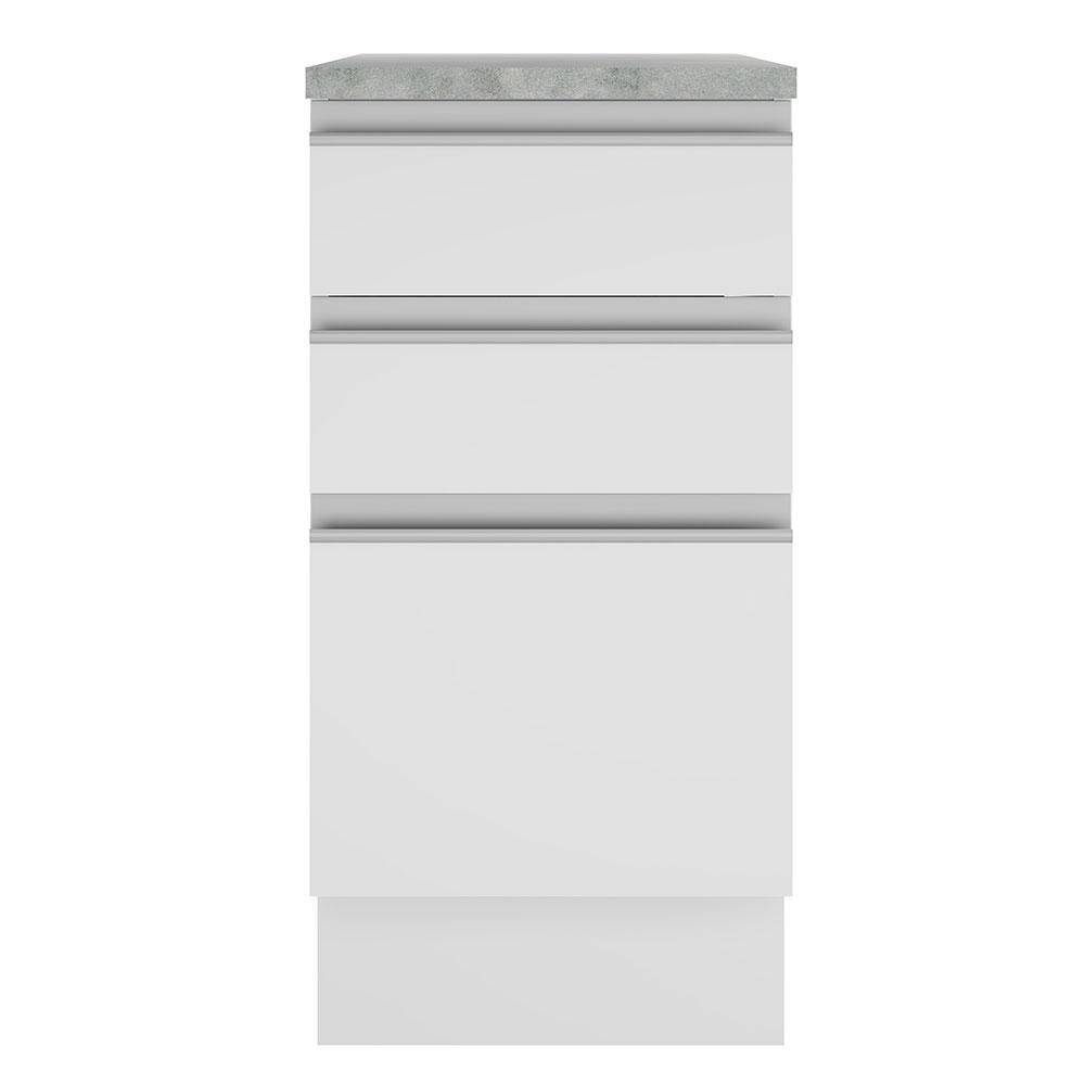 Balcão Armário de Cozinha 40 cm 3 Gavetas Branco Glamy Madesa