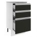 Balcão Armário de Cozinha 40 cm 3 Gavetas Branco/Preto Glamy Madesa