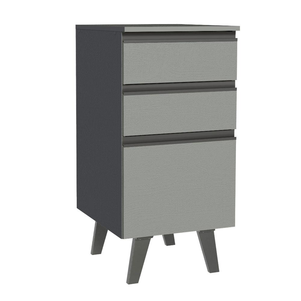 Balcão Armário de Cozinha 40 cm 3 Gavetas Com Pés Cinza Nice Madesa