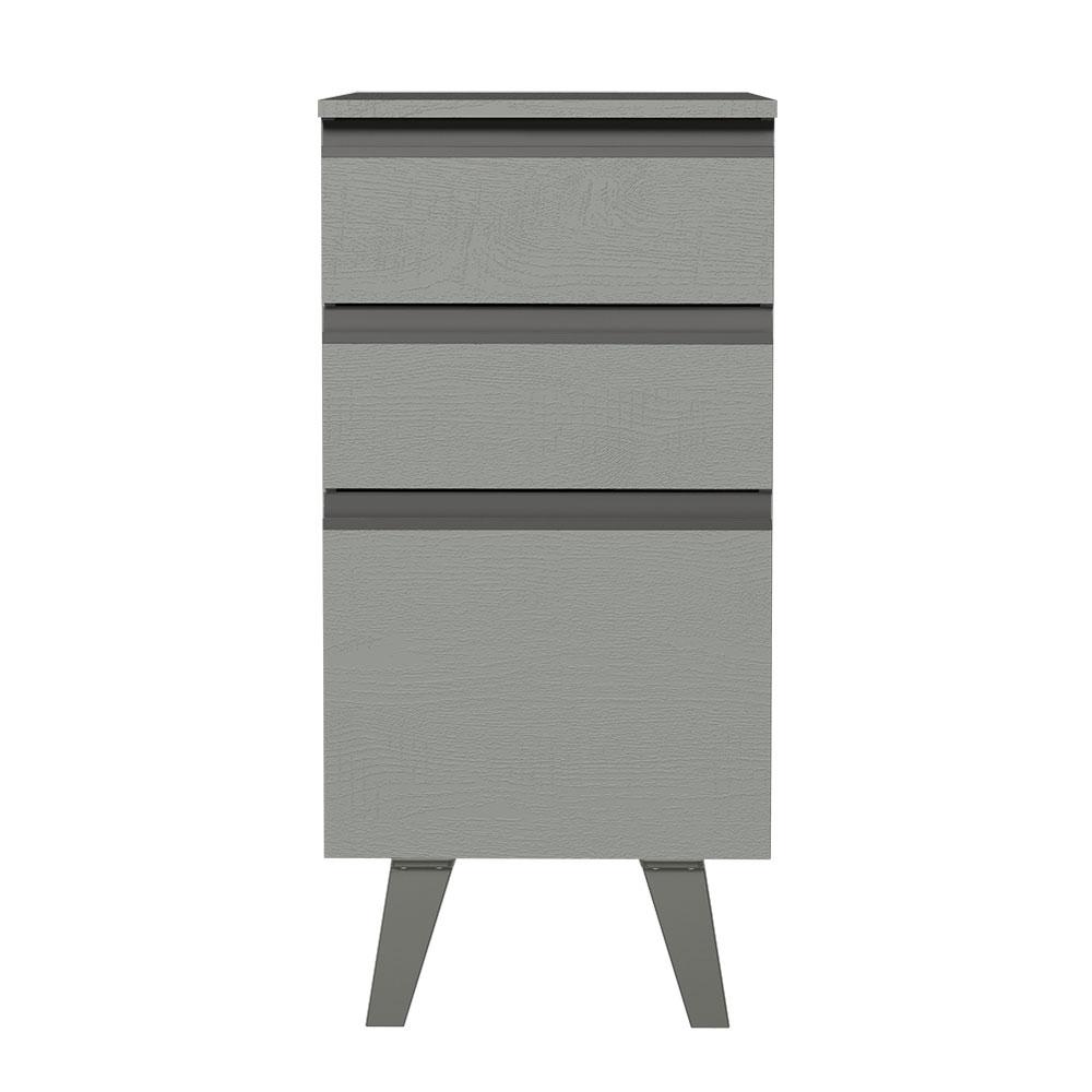 Balcão Armário de Cozinha 40 cm 3 Gavetas Com Pés Cinza Nice Madesa
