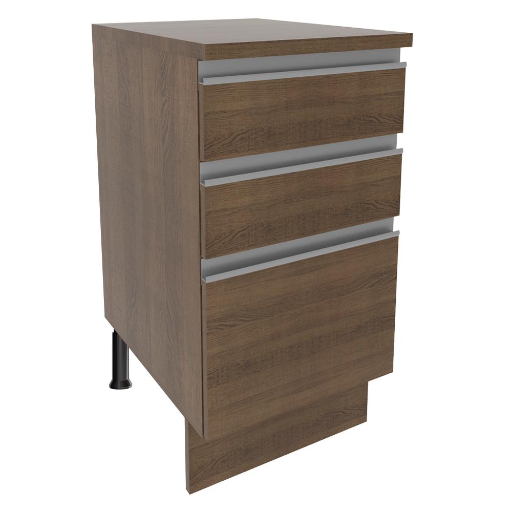 Balcão Armário de Cozinha 40 cm 3 Gavetas Rustic Glamy Madesa