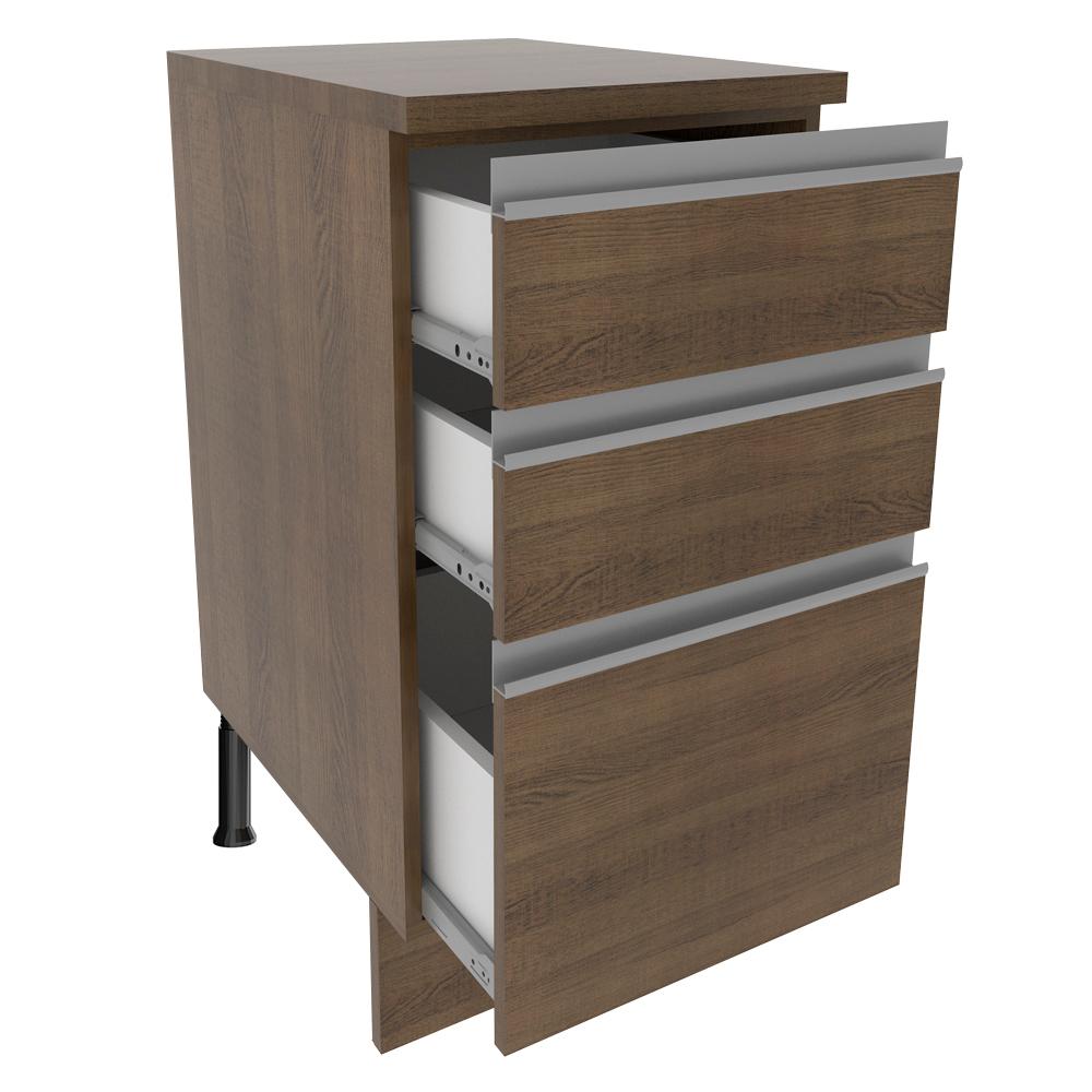 Balcão Armário de Cozinha 40 cm 3 Gavetas Rustic Glamy Madesa