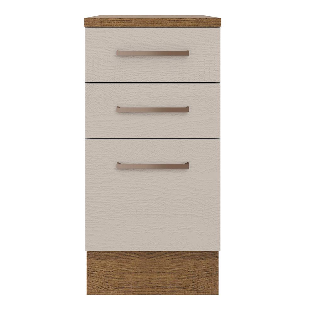 Balcão Armário de Cozinha 40 cm 3 Gavetas Rustic/Crema Agata Madesa