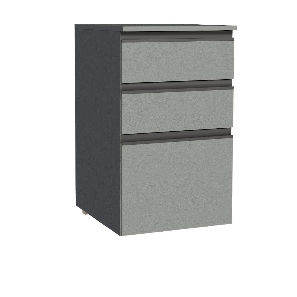 Balcão Armário de Cozinha 40 cm 3 Gavetas Suspenso Cinza Nice Madesa