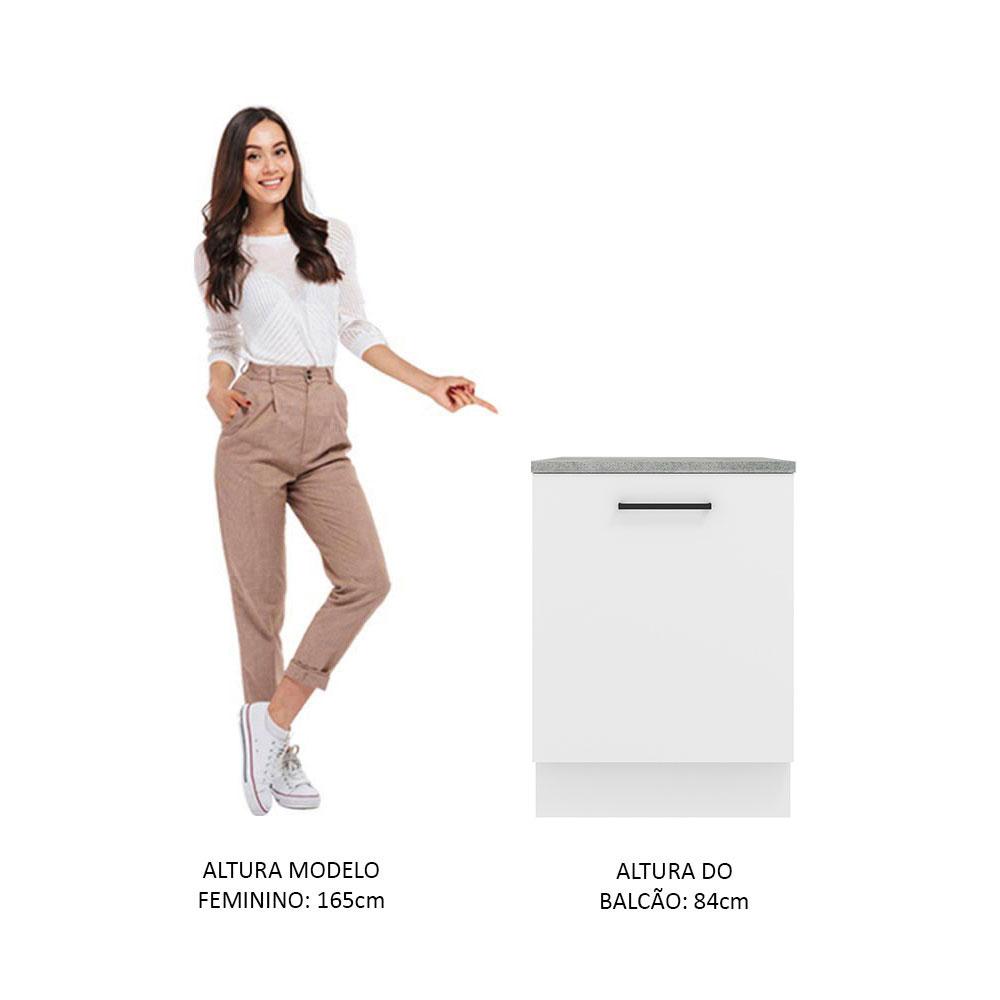 Balcão Armário de Cozinha 60 cm 1 Porta Branco Agata Madesa