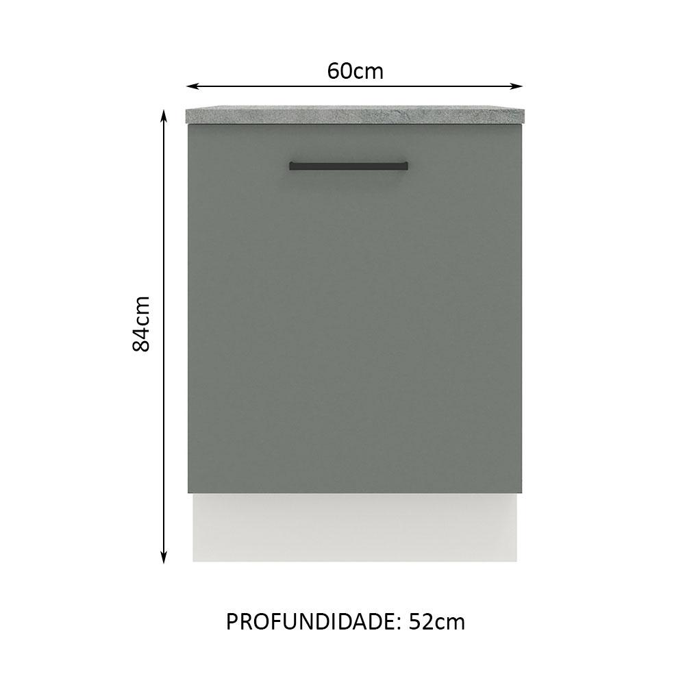 Balcão Armário de Cozinha 60 cm 1 Porta Branco/Cinza Agata Madesa