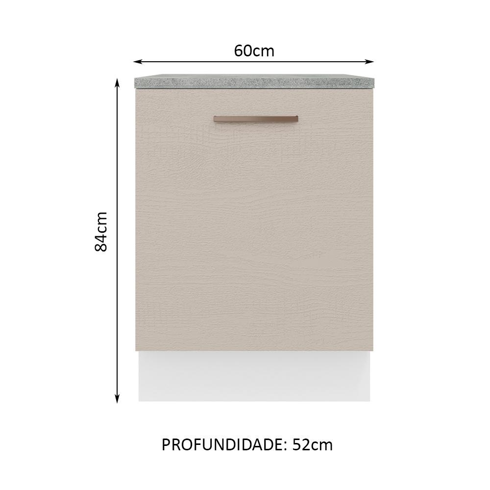 Balcão Armário de Cozinha 60 cm 1 Porta Branco/Crema Agata Madesa