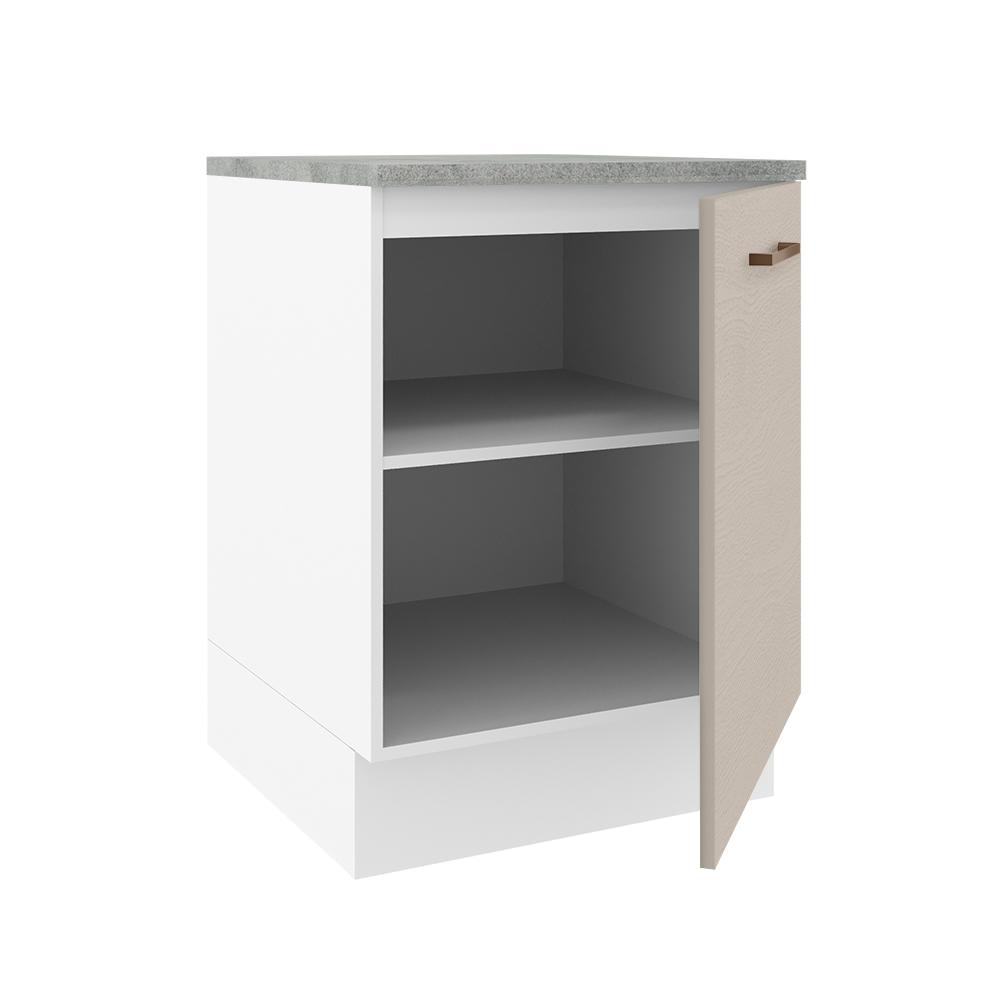Balcão Armário de Cozinha 60 cm 1 Porta Branco/Crema Agata Madesa