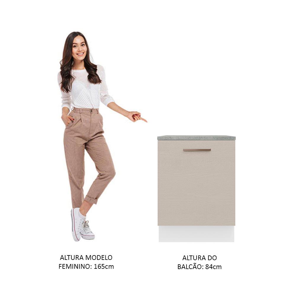 Balcão Armário de Cozinha 60 cm 1 Porta Branco/Crema Agata Madesa