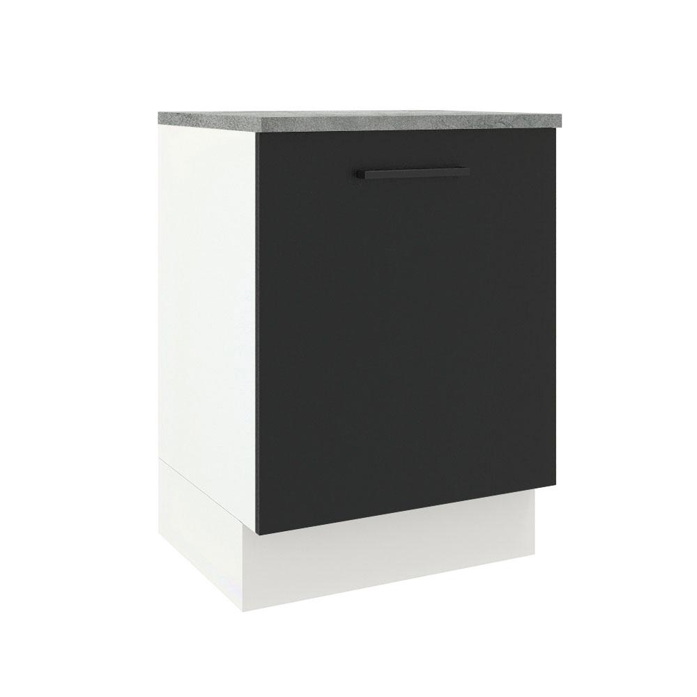 Balcão Armário de Cozinha 60 cm 1 Porta Branco/Preto Agata Madesa