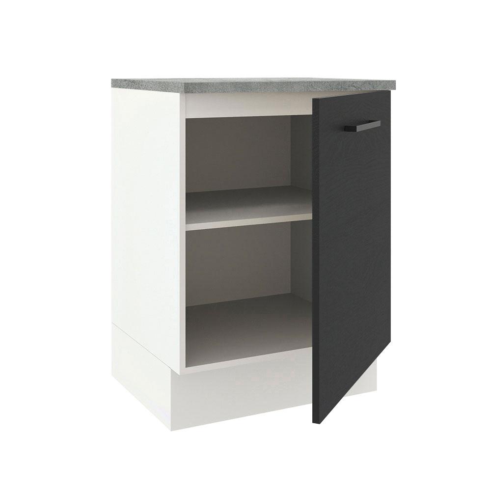 Balcão Armário de Cozinha 60 cm 1 Porta Branco/Preto Agata Madesa