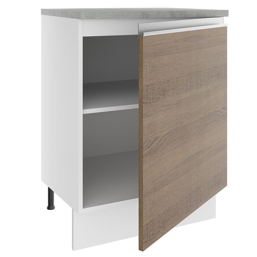 Balcão Armário de Cozinha 60 cm 1 Porta Branco/Rustic Glamy Madesa