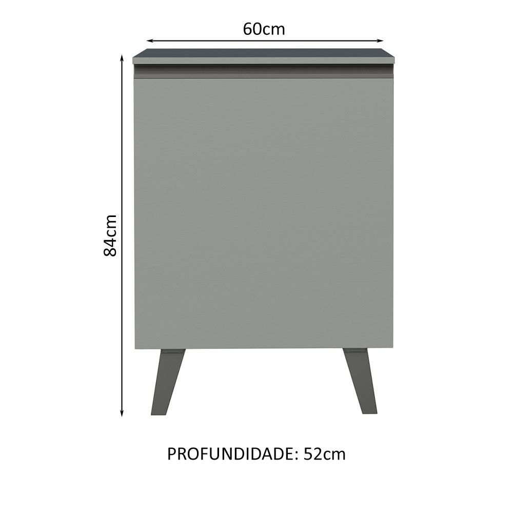 Balcão Armário de Cozinha 60 cm 1 Porta Com Pés Cinza Nice Madesa