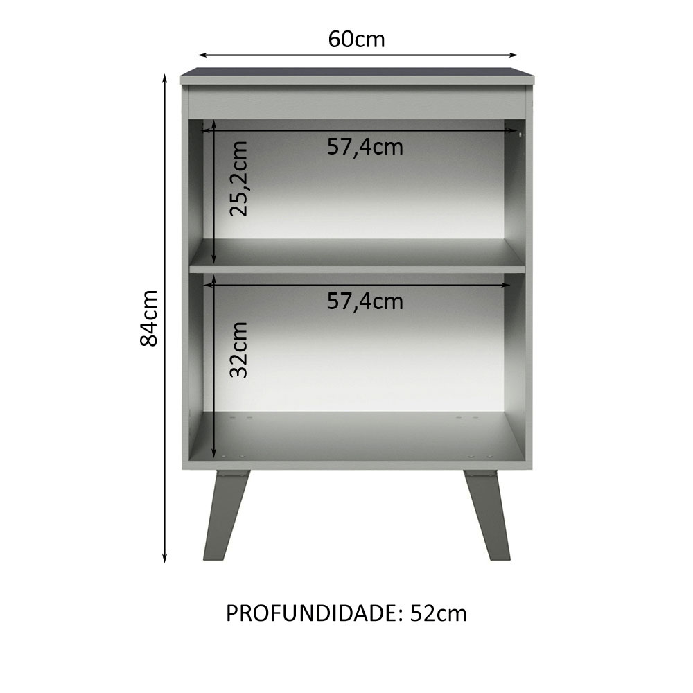 Balcão Armário de Cozinha 60 cm 1 Porta Com Pés Cinza Nice Madesa