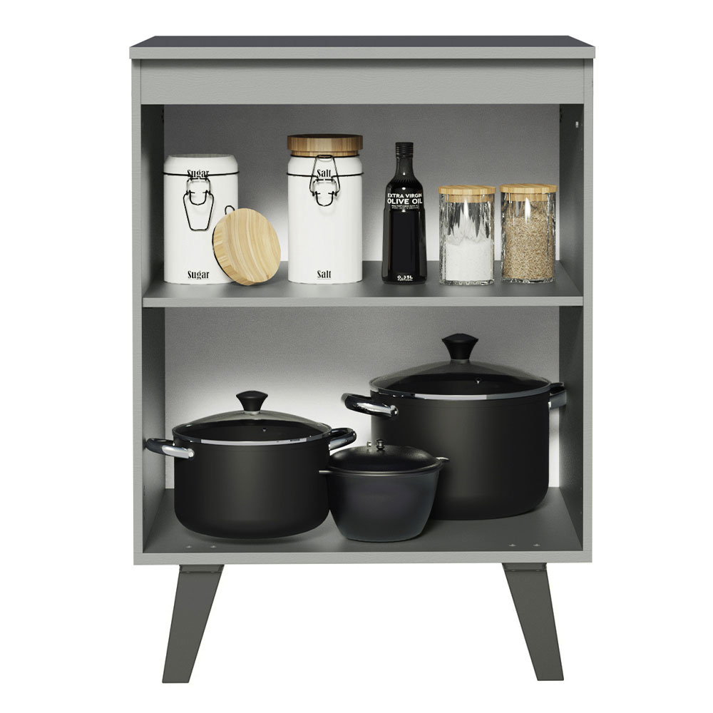 Balcão Armário de Cozinha 60 cm 1 Porta Com Pés Cinza Nice Madesa