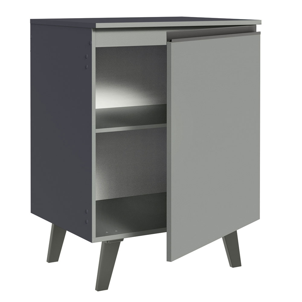 Balcão Armário de Cozinha 60 cm 1 Porta Com Pés Cinza Nice Madesa