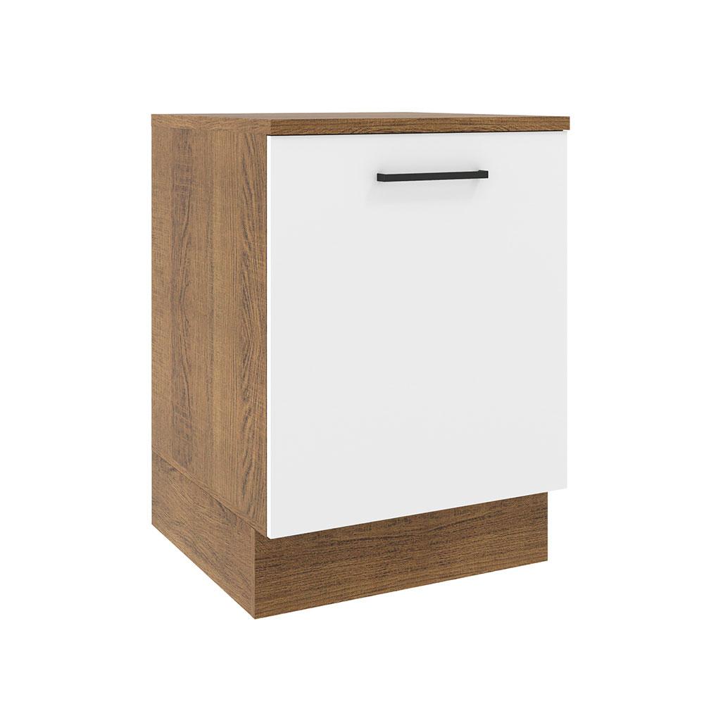 Balcão Armário de Cozinha 60 cm 1 Porta Rustic/Branco Agata Madesa