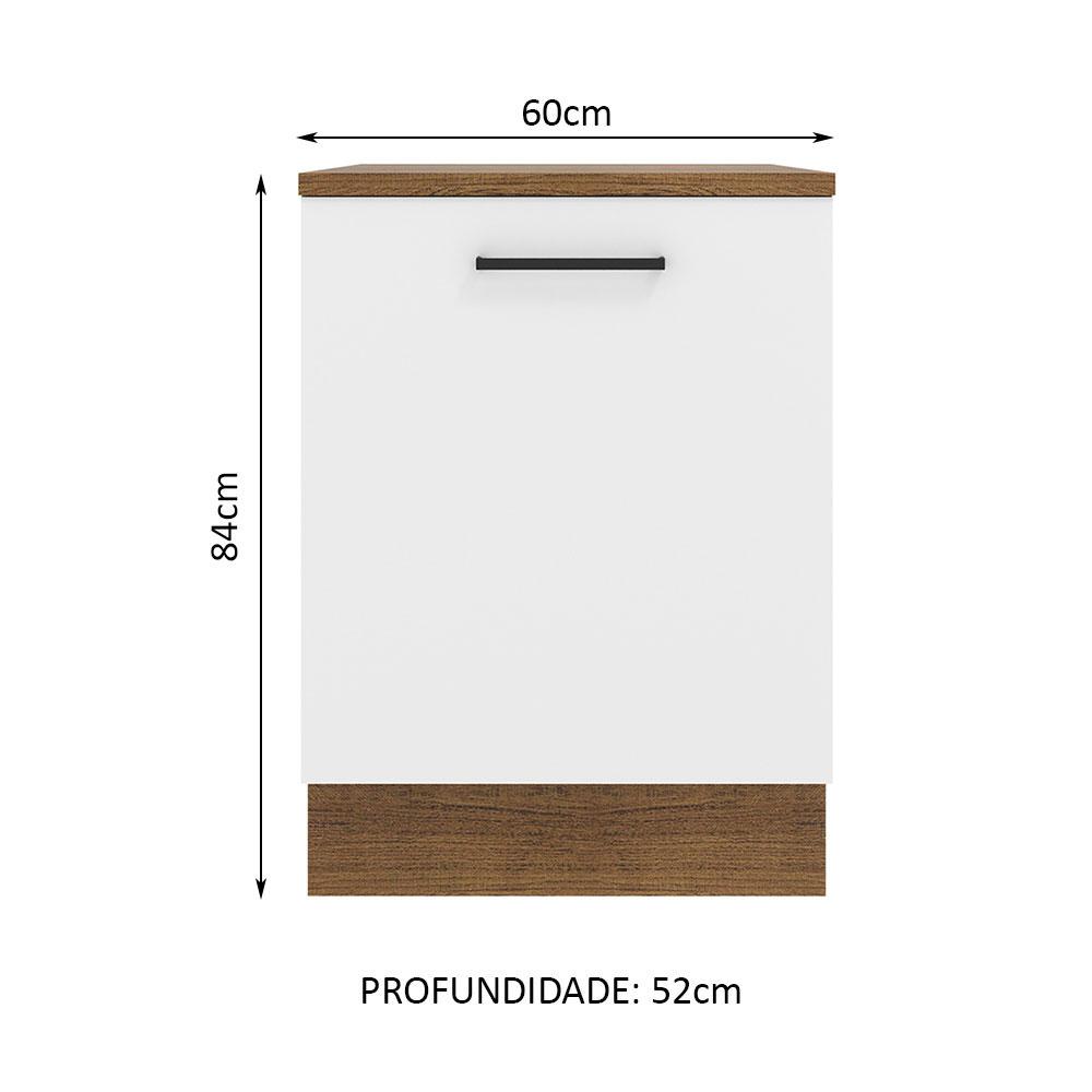 Balcão Armário de Cozinha 60 cm 1 Porta Rustic/Branco Agata Madesa