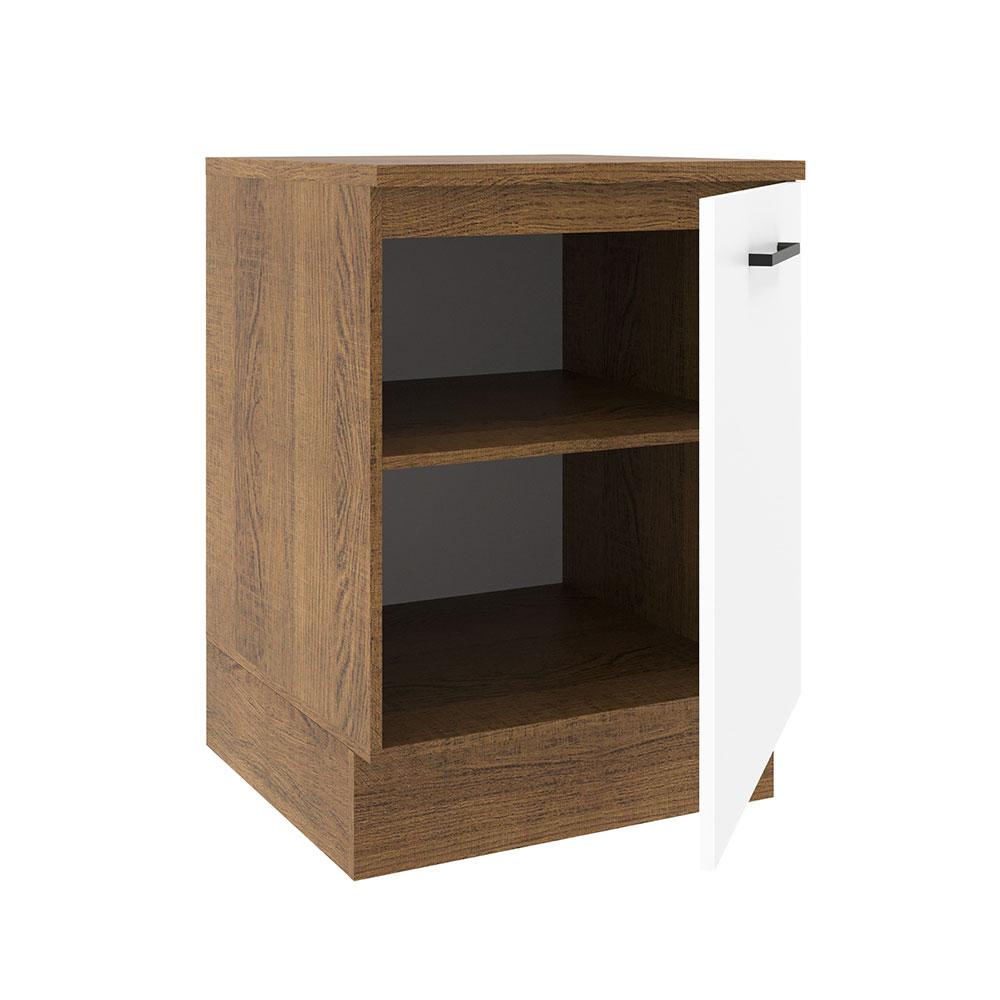 Balcão Armário de Cozinha 60 cm 1 Porta Rustic/Branco Agata Madesa