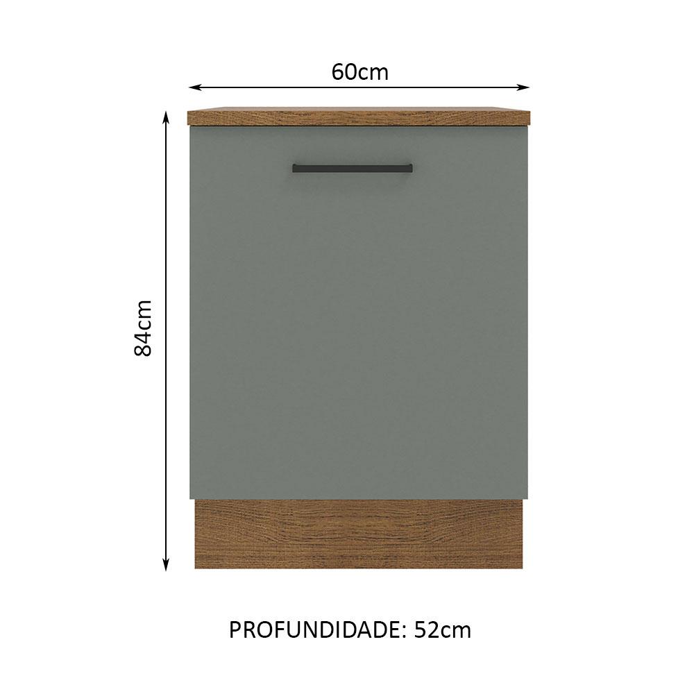 Balcão Armário de Cozinha 60 cm 1 Porta Rustic/Cinza Agata Madesa