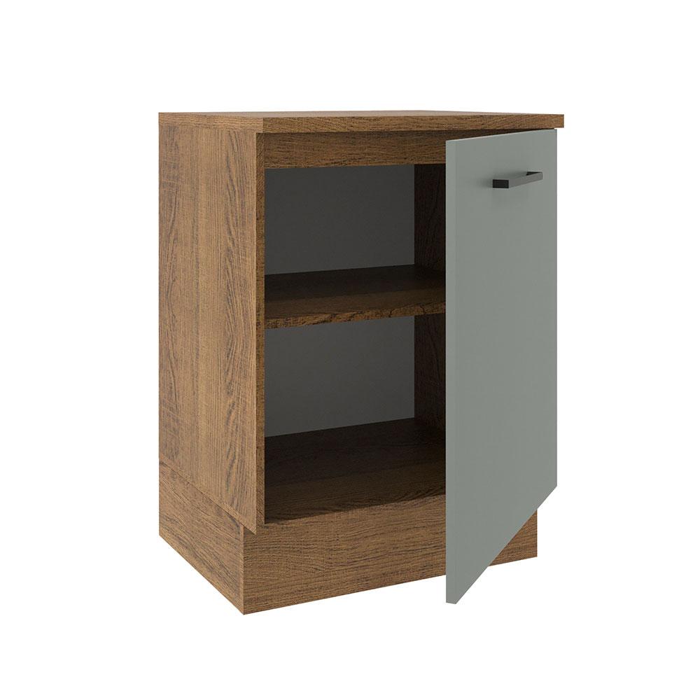 Balcão Armário de Cozinha 60 cm 1 Porta Rustic/Cinza Agata Madesa