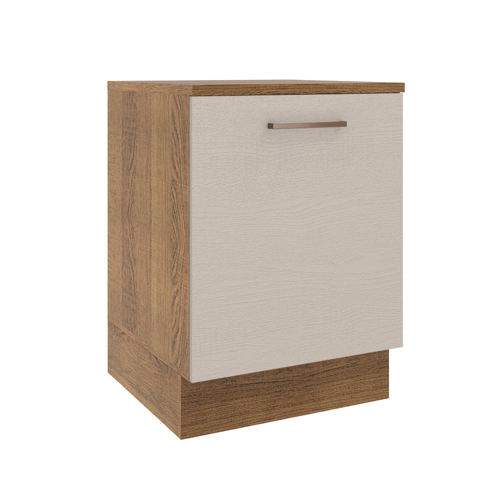 Balcão Armário de Cozinha 60 cm 1 Porta Rustic/Crema Agata Madesa