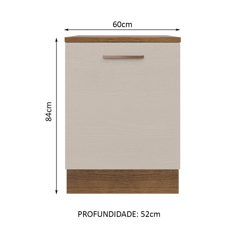 Balcão Armário de Cozinha 60 cm 1 Porta Rustic/Crema Agata Madesa