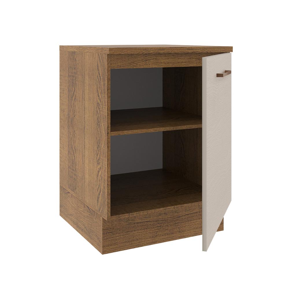 Balcão Armário de Cozinha 60 cm 1 Porta Rustic/Crema Agata Madesa
