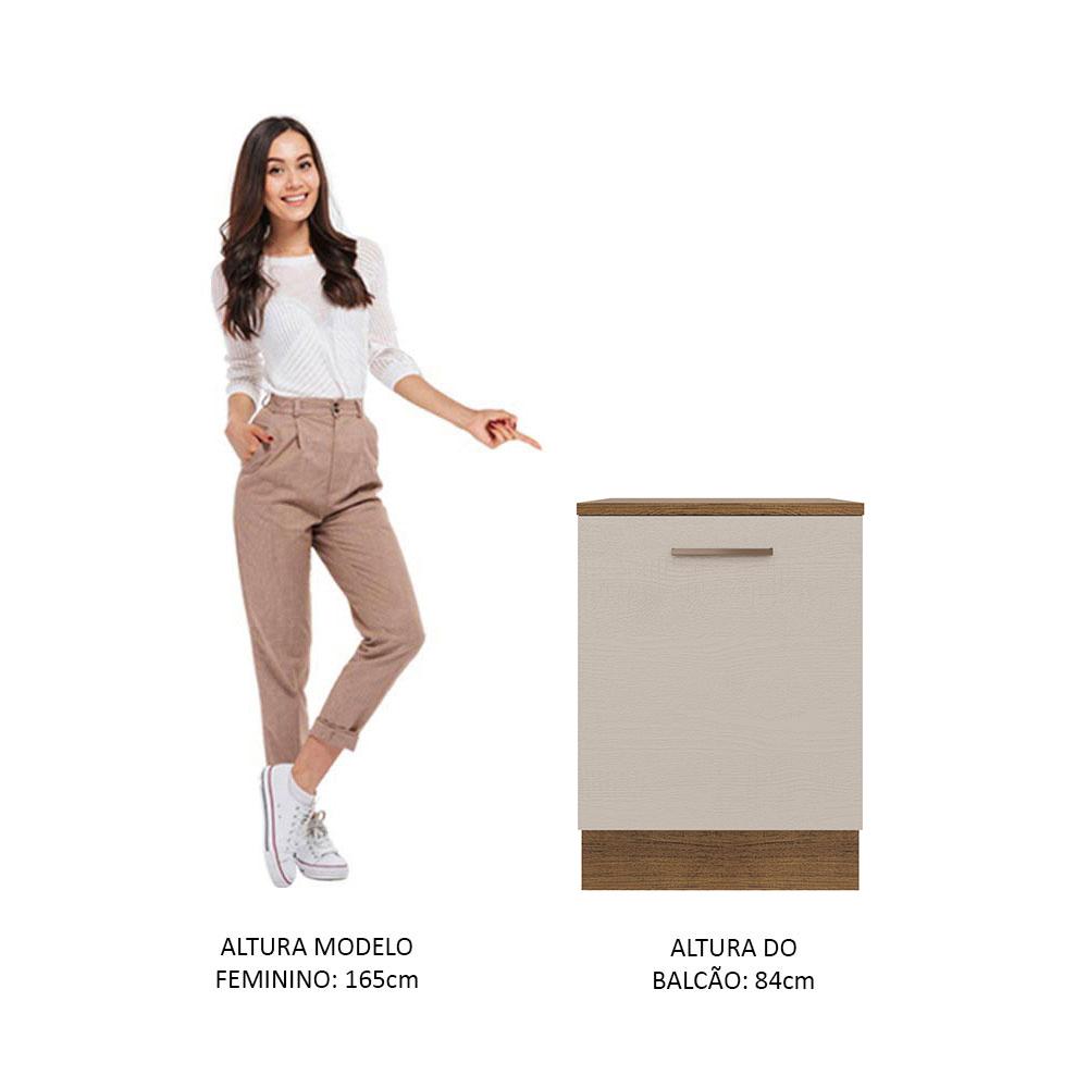 Balcão Armário de Cozinha 60 cm 1 Porta Rustic/Crema Agata Madesa