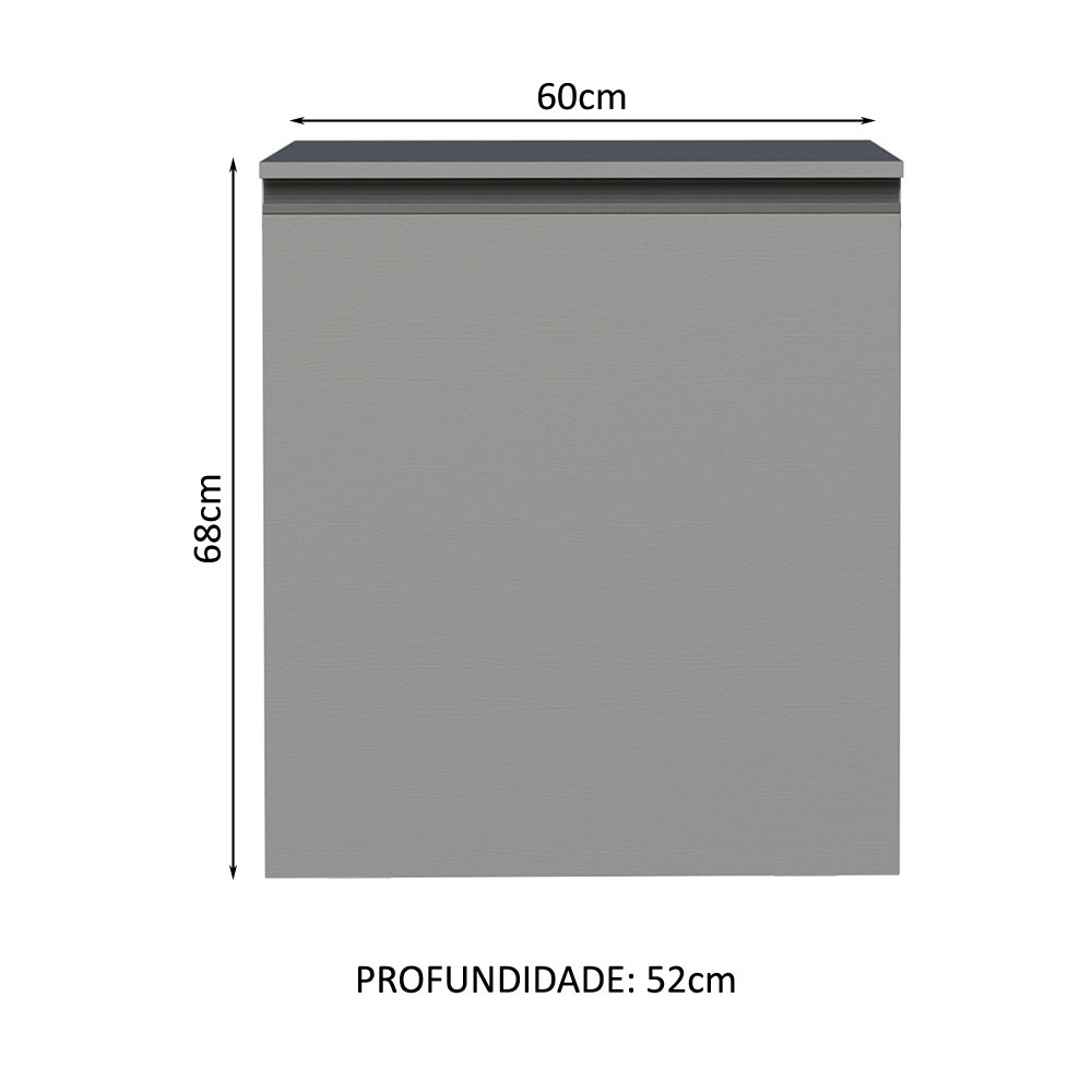 Balcão Armário de Cozinha 60 cm 1 Porta Suspenso Cinza Nice Madesa