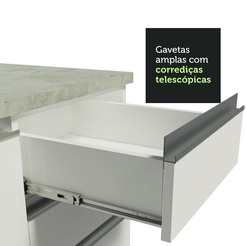 Balcão Armário de Cozinha 60 cm 3 Gavetas Branco Glamy Madesa