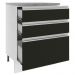 Balcão Armário de Cozinha 60 cm 3 Gavetas Branco/Preto Glamy Madesa