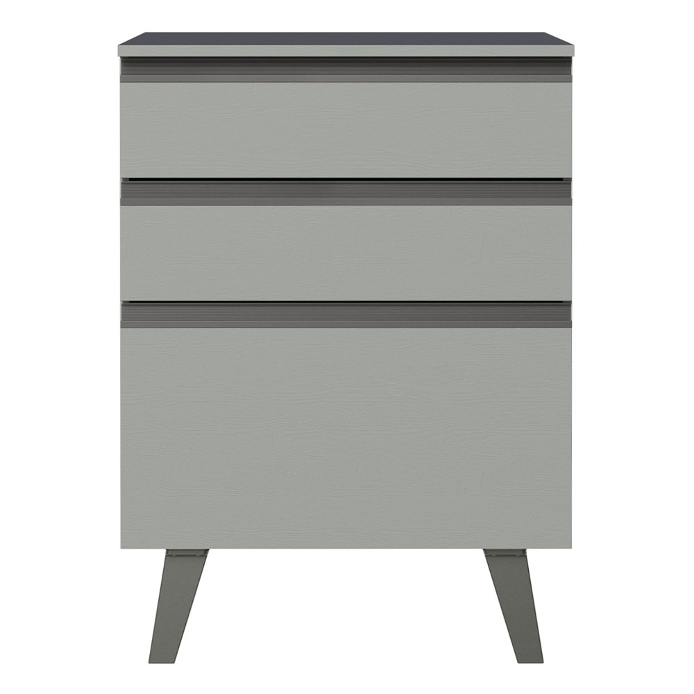 Balcão Armário de Cozinha 60 cm 3 Gavetas Com Pés Cinza Nice Madesa