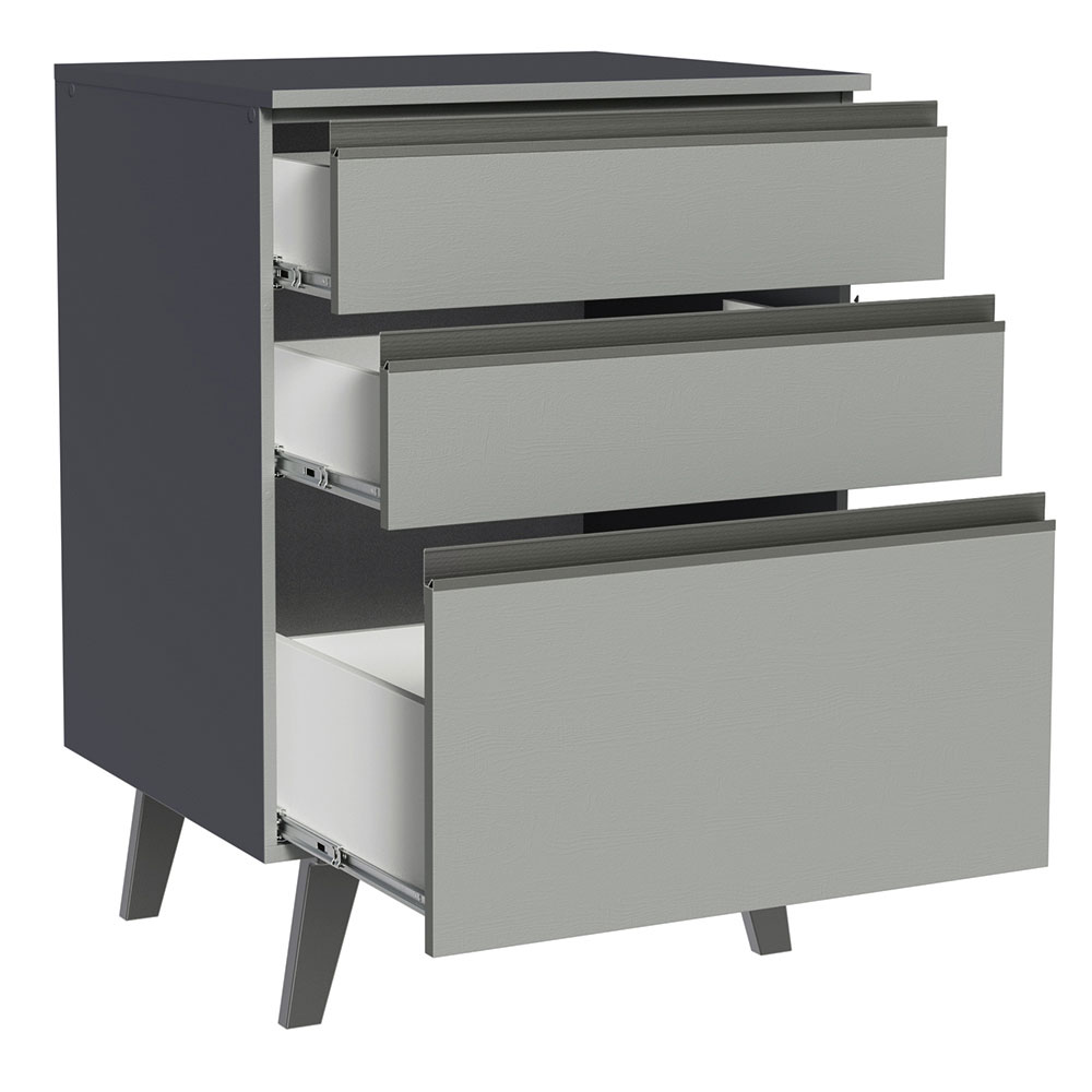 Balcão Armário de Cozinha 60 cm 3 Gavetas Com Pés Cinza Nice Madesa