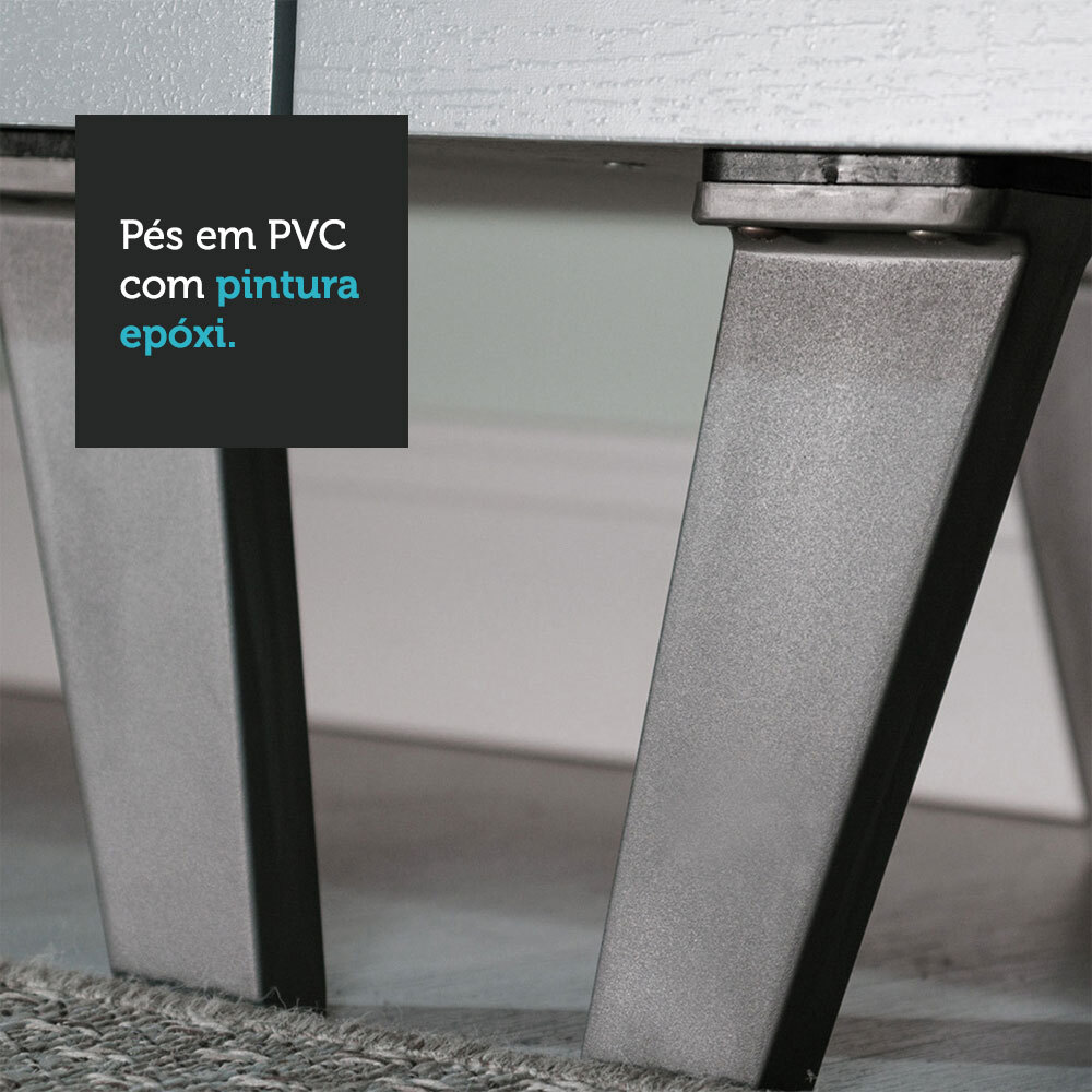 Balcão Armário de Cozinha 60 cm 3 Gavetas Com Pés Cinza Nice Madesa