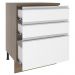 Balcão Armário de Cozinha 60 cm 3 Gavetas Rustic/Branco Glamy Madesa