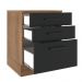 Balcão Armário de Cozinha 60 cm 3 Gavetas Rustic/Preto Agata Madesa