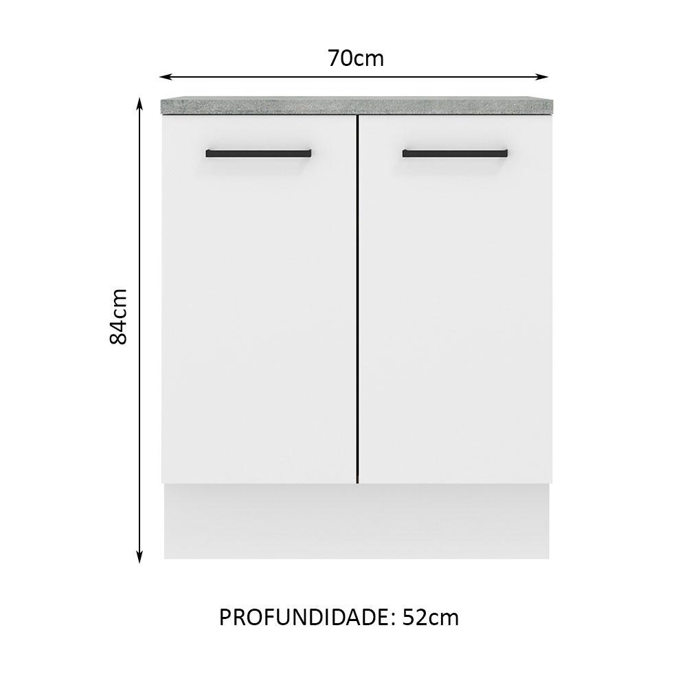 Balcão Armário de Cozinha 70 cm 2 Portas Branco Agata Madesa