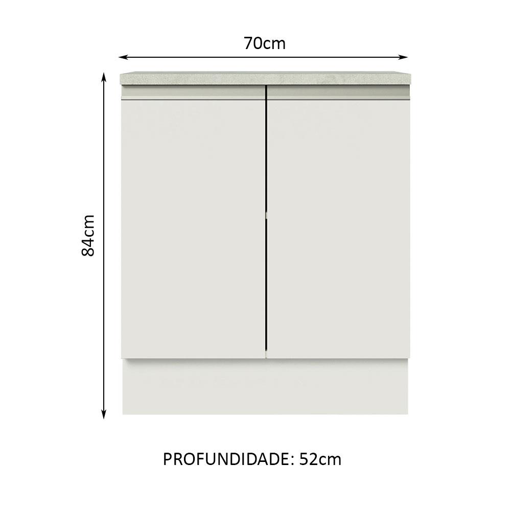 Balcão Armário de Cozinha 70 cm 2 Portas Branco Glamy Madesa