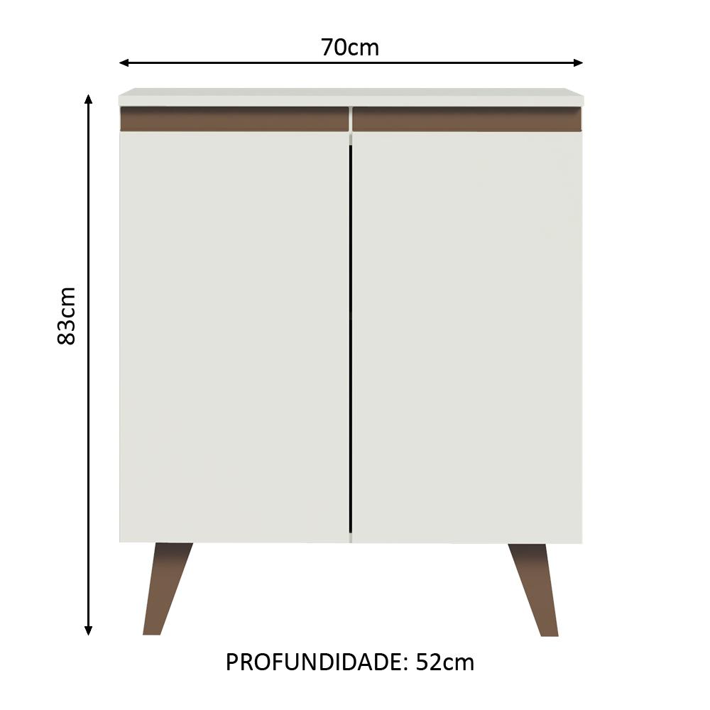 Balcão Armário de Cozinha 70 cm 2 Portas Branco Reims Madesa