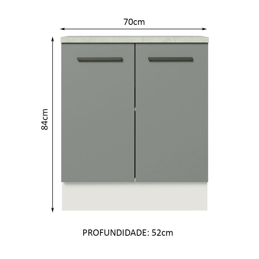 Balcão Armário de Cozinha 70 cm 2 Portas Branco/Cinza Agata Madesa