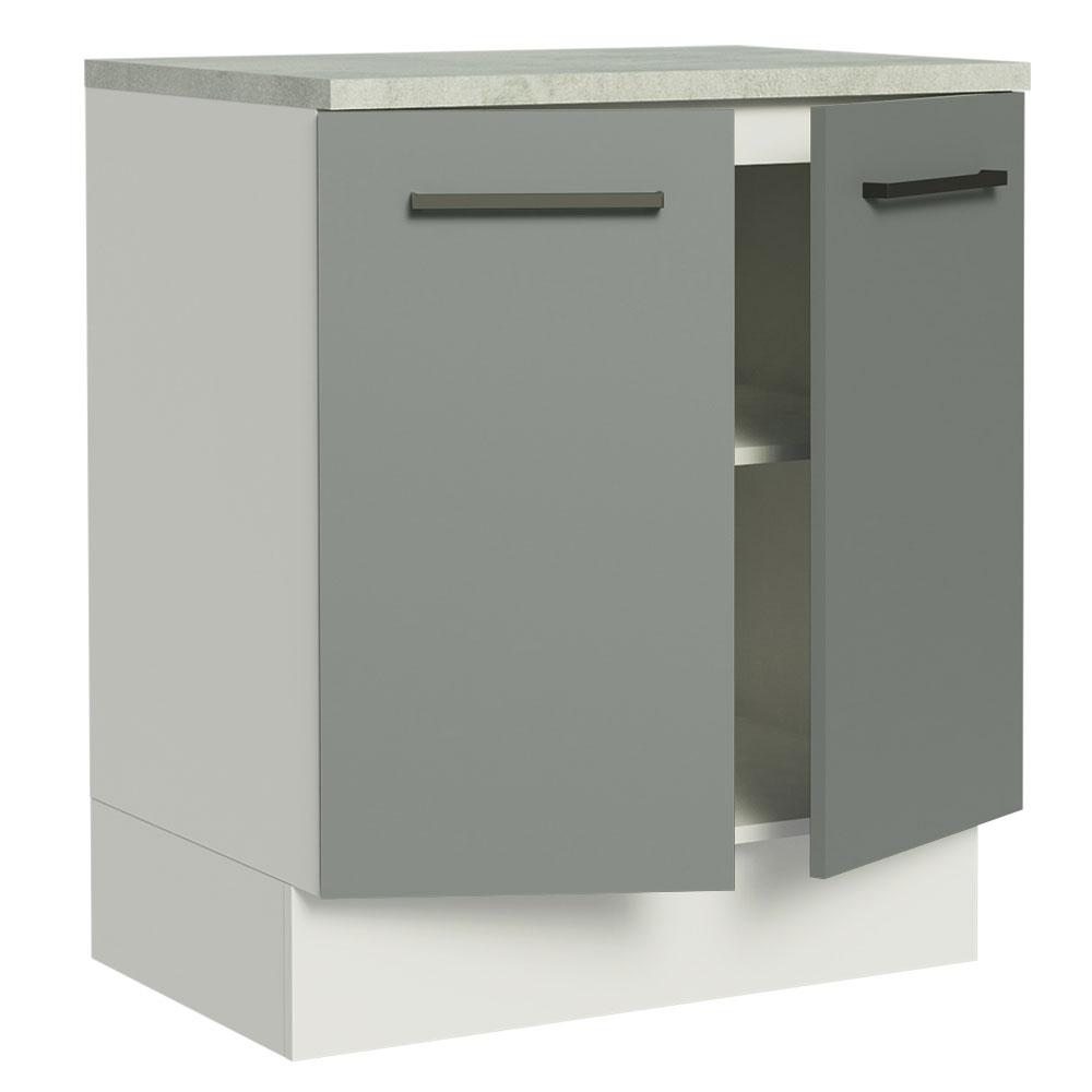 Balcão Armário de Cozinha 70 cm 2 Portas Branco/Cinza Agata Madesa