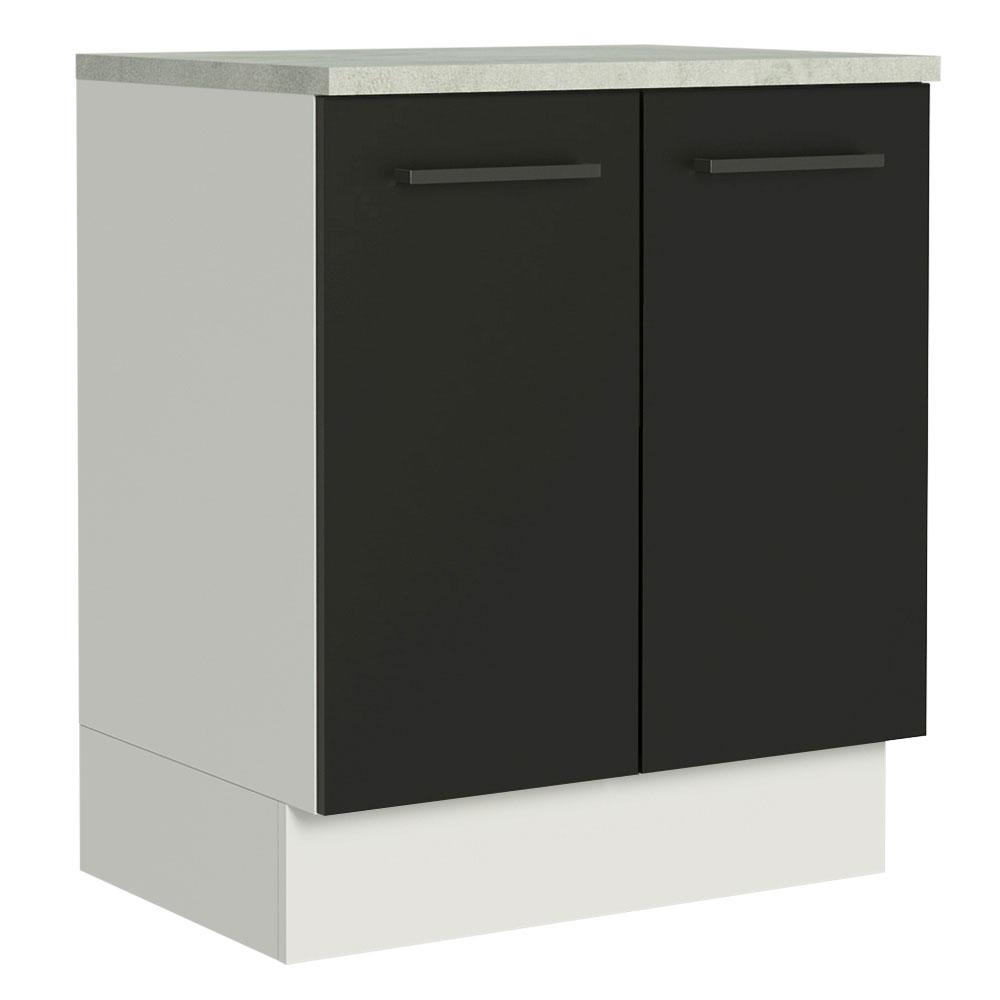 Balcão Armário de Cozinha 70 cm 2 Portas Branco/Preto Agata Madesa